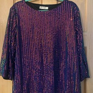 Grace Karin Black and Purple Sequin Top